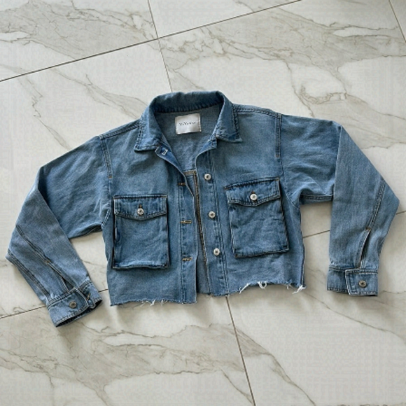 YaYa & Co Cropped denim jacket size small - Picture 1 of 7